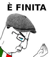 closed_eyes closed_mouth clothes coppola_cap crying frown glasses hand hat italian_text italy its_over sad side_profile soyjak text variant:chudjak // 659x692 // 162.4KB