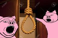2soyjaks animal arm ear eyelids glasses hand imgflip.com irl_background meta oink open_mouth pig pink_skin pointing rope snout soyjak stubble subvariant:massjak subvariant:wholesome_soyjak suicide ukraine variant:gapejak variant:two_pointing_soyjaks // 750x500 // 87.5KB