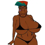 big_breasts bikini boyfriend_(friday_night_funkin') breasts brown_skin fnf_pedo green_hair meta:not_oc series:bikinijaks subvariant:chudplier upper_body variant:markiplier_soyjak white_background // 2048x2048 // 152.5KB