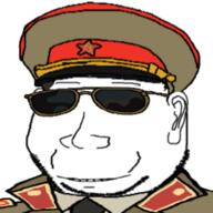closed_mouth clothes collar_tabs communism ear epaulettes eyelids glasses hammer_and_sickle hat kgb kuz military_uniform necktie small_eyes smile soviet_army_uniform soyjak star stubble subvariant:massjak subvariant:wholesome_soyjak sunglasses uniform variant:gapejak // 600x600 // 207.2KB