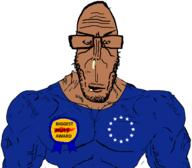 angry award bloodshot_eyes brown_skin buff clothes euromutt european_union flag:european_union glasses half_open_mouth mucus mutt soyjak stubble subvariant:euromutt text variant:markiplier_soyjak // 966x845 // 223.5KB