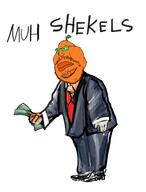 anti_froot artist:romanian_schizo donald_trump fat froot judaism orange_skin political_cartoon shekel variant:meximutt // 1629x2148 // 729.0KB