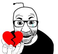 antenna black_shirt broken clothes crying glasses hand heart holding_heart holding_object perro_hold soyjak stubble variant:el_perro_rabioso // 430x400 // 75.9KB