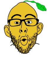 ear food fruit glasses leaf lemon open_mouth redraw series:fruiterz! soyjak stubble variant:nojak yellow_skin // 443x523 // 7.7KB