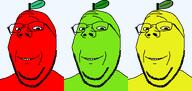 apple apples food fruit glasses green red subvariant:wholesome_soyjak variant:gapejak wholesome yellow // 1800x850 // 45.4KB