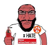 angry bottle cap clothes coca_cola frown hand hat holding_object meta:tagme plastic plastic_bottle punisher_face red_skin subvariant:science_lover variant:markiplier_soyjak // 474x435 // 50.2KB