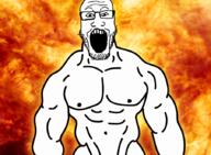 arm buff fire glasses irl_background nipple open_mouth soyjak stubble variant:markiplier_soyjak // 900x661 // 651.8KB