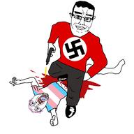 blood bullet flag:nazi_germany flag:transgender_pride_flag gun nazism pistol smile stomp tranny variant:bernd variant:chudjak // 1000x1000 // 49.1KB