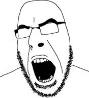 angry glasses no_eyes open_mouth soyjak stubble variant:cobson // 721x789 // 18.3KB