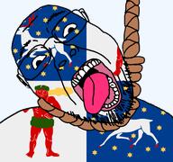 ack animal clothes club country county elk flag flag:norbotten glasses hair hanging holding_club holding_object noose norrbotten open_mouth red_skin rope soyjak star_(symbol) stubble suicide sweden teeth template tongue transparent_background variant:bernd wildman yellow_teeth // 768x719 // 116.9KB