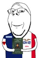 ChaseCool book chase chasecool_(namefag) flag flag:iowa holding_book holding_object iowa judaism martin_luther on_jews_and_their_lies smile stubble subvariant:wholesome_soyjak tattoo teeth text variant:gapejak // 468x691 // 116.8KB