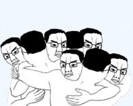 angry back glasses hair hugging multiple_soyjaks soyjak variant:chudjak // 1600x1281 // 543.2KB