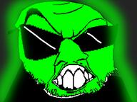 content_aware distorted glasses green green_skin large_nose looking_at_you open_mouth raised_eyebrow soyjak stubble subvariant:crazyguyjak sunglasses teeth trend:glowie variant:feraljak // 800x600 // 96.5KB