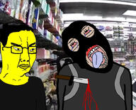 2soyjaks arm asian balaclava blood bloodshot_eyes brown_skin clothes crying glasses hair irl_background knife murder open_mouth small_eyes soyjak stubble thief tongue variant:bernd variant:chudjak white_teeth yellow_skin // 1490x1200 // 849.2KB