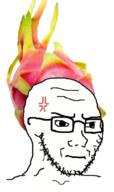 anger_mark angry closed_mouth clothes dragonfruit food foodjak fruit glasses hat soyjak stubble subvariant:soyak_(irritated) variant:soyak // 592x1000 // 395.2KB