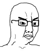 angry glasses soyjak thick_eyebrows variant:chudjak // 645x870 // 36.5KB