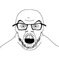 angry front_facing glasses looking_at_you open_mouth soyjak stubble subvariant:feralfront template variant:feraljak // 1000x1000 // 51.2KB