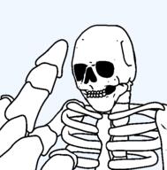 bone middle_finger ribcage series:skeletonjaks skeleton skull smile soyjak variant:thunderf00t // 529x538 // 13.4KB