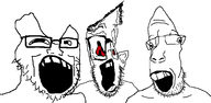 bloodshot_eyes brainlet distorted glasses hair open_mouth retard series:trios_&_duos stubble subvariant:retardedfuckingsoyjak variant:parrotjak variant:sloppy variant:soyak // 1263x617 // 17.6KB