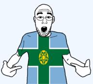 arm british clothes derbyshire ear england flag flag:derbyshire flower glasses hair hand open_mouth plant pointing soyjak stubble teeth tshirt united_kingdom variant:shirtjak // 1236x1118 // 55.7KB