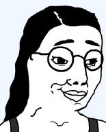 chud closed_mouth female glasses hair happy long_hair raised_eyebrow series:foidjaks smile subvariant:female_chudjak template transparent_background variant:chudjak // 645x800 // 15.4KB