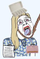 Egg_box birth_control birth_control_pills blond bloodshot_eyes childless crying dress egg empty_egg_box glasses hanging i_can't_breed lips manifesto papere pill roastie rope subvariant:trad_wife text tongue variant:bernd white_woman yellow_teeth // 826x1196 // 942.1KB