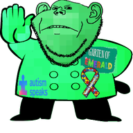 autism_awareness autism_speaks baton emerald_(namefag) emerald_is_a_clitty_leaking_jartybrap garten_of_banban garten_of_emerald green_skin i_made_this_lazily_award meta:namefags oc police_man_ganson police_officer police_uniform shitty_background_removal_award uttp utubetrollspolice variant:impish_soyak_ears