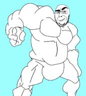 blue_background buff closed_mouth cobsontalks full_body glasses hand looking_at_you muscles muscular_male raised_eyebrow smile soyjak stubble subvariant:chudchud subvariant:cobsonTALKS variant:chudjak variant:cobson // 1170x1297 // 103.9KB