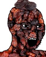 glasses open_mouth raisin raisinskin series:fruiterz! soyjak stubble teeth variant:soyak // 644x800 // 670.3KB
