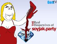 dress eyebrows eyeshadow female gem gem_tv girl high_heels logo makeup pouring red_dress shoe subvariant:annabelle text the_real_housewives_of_soyjak.party variant:gapejak variant:soyak wife wine woman yellow_hair // 2200x1700 // 257.2KB