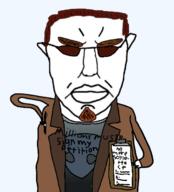 angry brown_hair clipboard closed_mouth clothes ear glasses goatee hair hand holding_object millions_must_die pen petition postal postal_2 postal_dude subvariant:chudjak_front text variant:chudjak video_game // 615x680 // 1.6MB