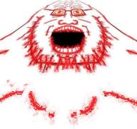 distorted glasses its_da_jooz mirrored open_mouth red soyjak stubble variant:soyak yellow_sclera // 664x627 // 471.0KB