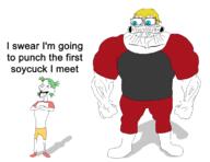 2soyjaks 4chan 4cuck anime blond blue_eyes clothes full_body glasses hair nate soot_colors soyteen stubble text yotsoyba // 1170x901 // 90.7KB