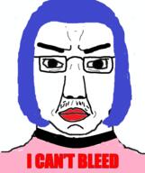 blue_hair glasses mustache soyjak subvariant:chuddy text tranny variant:chudjak // 490x586 // 90.8KB