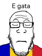 closed_eyes closed_mouth clothes country flag glasses its_over romania romanian_text soyjak stubble text variant:markiplier_soyjak // 960x1280 // 181.8KB