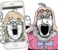 2soyjaks ahoge akamatsu_kaede anime browser danganronpa_(series) danganronpa_v3:_killing_harmony female glove goggles google google_chrome holding_object holding_phone iphone iruma_miu phone pornhub ribbon subvariant:phoneplier subvariant:phoneplier_vertical variant:a24_slowburn_soyjak variant:markiplier_soyjak video_game yellow_hair // 680x593 // 245.4KB