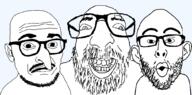 3soyjaks bald glasses jewish_nose judaism kike kike_trio open_mouth series:trios_&_duos stubble template variant:israeli_soyjak variant:longnose variant:nojak // 1010x501 // 41.0KB