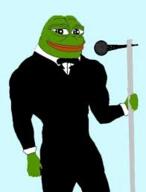 amphibian buff clothes frog meta:not_oc microphone nas nas:pepe pepe pepe_the_frog smile suit tuxedo // 196x257 // 39.0KB