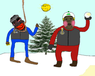 ack award black_skin boots brimstone closed_mouth clothes crying full_body glove hat meta:tagme mittens op_is_a_retarded_lazy_faggot_for_not_tagging_his_own_shit open_eyes paint red_lips rope snow snowball subvariant:jartycuck sun tear tree variant:chudjak winter yellow_hair // 3750x3000 // 2.2MB