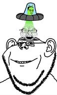 3soyjaks abduction alien angry antenna brain brainless closed_mouth ear glasses green_skin hair open_mouth smile soyjak stubble tractor_beam ufo variant:chudjak variant:feraljak variant:impish_soyak_ears // 598x1000 // 129.3KB