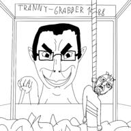 2soyjaks claw claw_crane closed_mouth ear eyelashes glasses hair hand open_mouth redraw smile smug soyjak stubble subvariant:chudjak_front tongue tranny variant:bernd variant:chudjak // 3000x3000 // 890.5KB