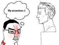 angry arm distorted glasses hair my_ancestor nazism red_face soyjak swastika text variant:chudjak // 718x546 // 128.5KB