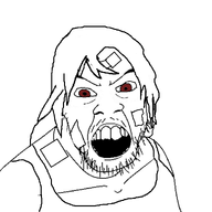 ariane_yeong ariane_yeong_(user) bandages brown_sclera clothes dyke hair meta:namefags no_glasses open_mouth signalis stubble teeth variant:feraljak white_background white_skin // 1000x1000 // 174.9KB