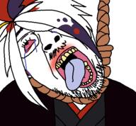 akeduru bloodshot_eyes clothes crying funamusea glasses hair hanging rope stubble tranny variant:bernd white_background white_hair // 450x417 // 23.3KB