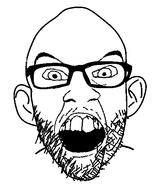 angry glasses merge mustache open_mouth soyjak stubble variant:feraljak variant:nojak // 443x523 // 23.4KB