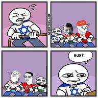 2soyjaks adolf_hitler clothes comic flag flag:india flag:israel flag:nazi_germany flag:palestine flag:transgender_pride_flag glasses india israel maga nazism palestine purple_hair republican rope smile star_of_david stonetoss stubble swastika text tranny transgender_flag tshirt tug_of_war variant:chudjak variant:gapejak // 1000x1000 // 126.1KB