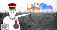 army badge closed_mouth clothes discord glasses hat personal_army pointing raid reddit subvariant:neutralplier text trench twitter variant:markiplier_soyjak war // 4157x2246 // 3.1MB