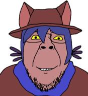 animal blue_hair brown_skin cat cat_ear clothes glasses hair hat looking_at_you niko_(oneshot) nose oneshot scarf smile stubble teeth variant:bernd video_game yellow_sclera // 1199x1315 // 54.0KB