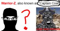 Warrior-Z(user) balaclava captain_coal glasses marge marge_simpson pirate question_mark soyjak stubble subvariant:chudjak_front text variant:chudjak variant:feraljak what // 1640x856 // 872.6KB