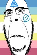 biting_lip boylover_symbol closed_mouth deformed flag flag:pedophilia_pride_flag frown glasses map_(pedophile) pedophile soyjak stubble subvariant:hornyson tattoo variant:cobson // 680x991 // 163.9KB